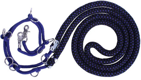 QHP Luxe Longierhilfe für Pferde aus Polyester in Blau/Schwarz Größe M – Bild 1 von 3