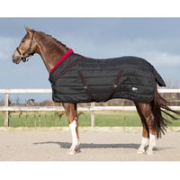 Produktbild von QHP Luxury Collection Stalldecke mit Fleecekragen und Kreuzgurten Schwarz 135 cm