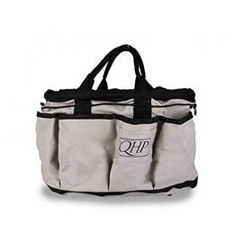 Produktbild von QHP Luxus Putztasche aus Stoff mit Tragegriffen und Schulterriemen in Grau-Schwarz
