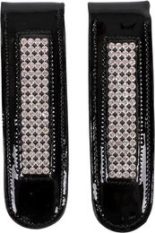 QHP Madelon Stiefelclips aus Leder für Kinder in Schwarz und Silber – Bild 1 von 2