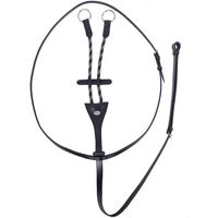 Produktbild von QHP Martingal aus Leder mit Kordel für Warmblut in Schwarz