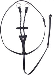 QHP Martingal aus Leder mit Ringen und Halsband Schwarz für Vollblut – Bild 1 von 2