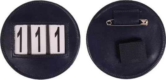 Produktbild von QHP Modeste Reiternummernhalter aus Leder in Blau