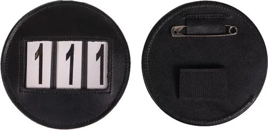 Produktbild von QHP Modeste Reiternummernhalter aus Leder in Schwarz