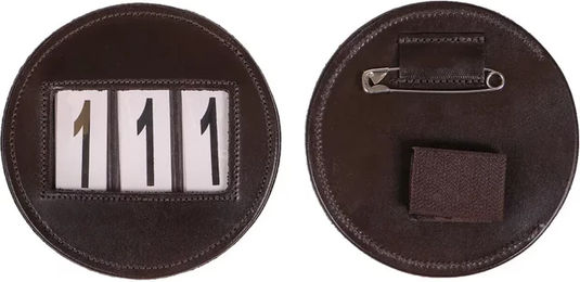 Produktbild von QHP Modeste round Reiternummernhalter aus Leder in Braun