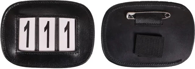 Produktbild von QHP Modeste square Reiternummernhalter aus Leder in Schwarz