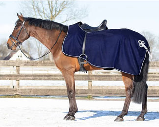 QHP Nierendecke Polar QHP Ornament Fleece Ausreitdecke Blau Silber XL 155cm – Bild 1 von 3