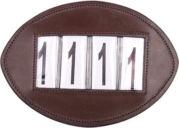 QHP Nummernhalter Basic aus Leder für Pferde 2er-Set Braun – Bild 1 von 4