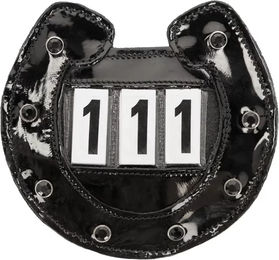 Produktbild von QHP Nummernhalter Horseshoe Reiten Schwarz aus Kunstleder