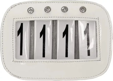Produktbild von QHP Nummernhalter Quatro Reiten aus Leder in Weiß 2er Pack