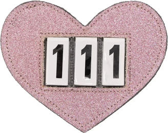 Produktbild von QHP Nummernhalter Reiten Heart aus Leder in Rosa