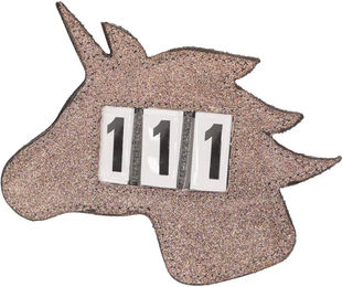 Produktbild von QHP Nummernhalter Reiten Unicorn aus Leder Beige