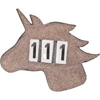 Produktbild von QHP Nummernhalter Reiten Unicorn aus Leder Beige