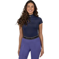 Produktbild von QHP Nyomi Sport Polo Reitshirt für Damen in Blau Größe 42 aus Polyester für den Sommer