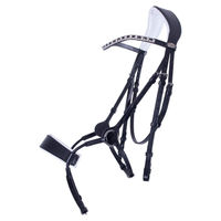 Produktbild von QHP Ostara Leder Trense in Schwarz und Weiß mit Silberbeschlag
