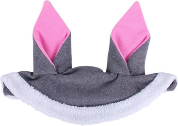 QHP Osterhasen-Ohrenschutz Haube für Pferde Pony in Weiß-Grau aus Polyester – Bild 1 von 3