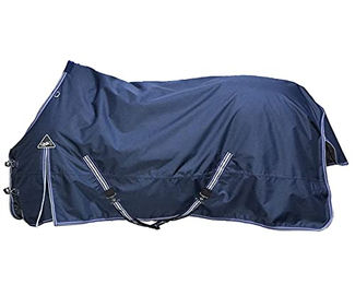 Produktbild von QHP Outdoordecke Tournout Luxus Pony Wasserdicht 200g Navy 110 cm