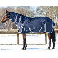 Produktbild von QHP Outdoordecke Turnout mit 300 g Füllung und fixiertem Hals in Dunkelblau 145 cm