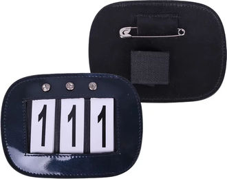 QHP Paar Nummernhalter für Turnier Startnummern mit wechselbaren Strass Zahlen in Navy – Bild 1 von 4