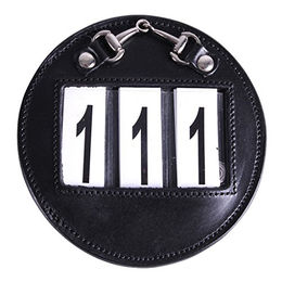 QHP Paar Nummernhalter Nicki für Turniersstartnummern mit Mini-Trense in Schwarz/Silber aus Leder – Bild 1 von 3