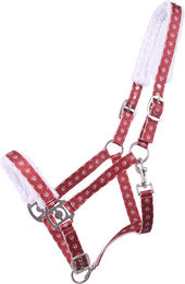 QHP Pferdehalfter Christmas Rot aus Polyester – Bild 1 von 2