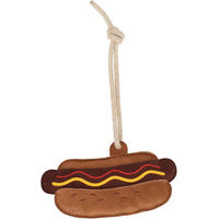 Produktbild von QHP Pferdespielzeug Snackcounter Hotdog zur Pferdeanreicherung mit Wildleder-Außenseite und Kokosfaser-Füllung