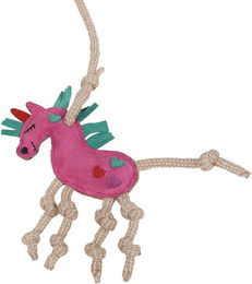 QHP Pferdespielzeug Stallseil aus Baumwolle mit Motiv Pferd Unicorn Karotte 31 cm – Bild 1 von 2