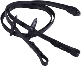 QHP Pferdezügel Supergrip Anti-Rutsch aus Leder Schwarz Warmblut/WB – Bild 1 von 2
