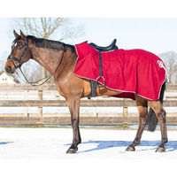 Produktbild von QHP Polar Nierendecke Fleece-Ausreitdecke mit Ornament in Bordeaux Rot und Silber Grösse M