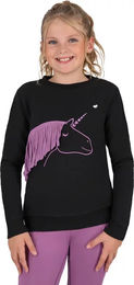 QHP Pullover Lize Kinder aus Baumwolle in Schwarz oder Lila – Bild 1 von 9