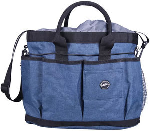 QHP Putztasche für Sattelzubehör aus Polyester in Blau mit vielen Fächern, Tragegriffen und Schulterriemen – Bild 1 von 6