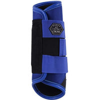 Produktbild von QHP QCross Eventing Gamaschen hinten aus Polyester für Pferde in Grau und Blau Größe S