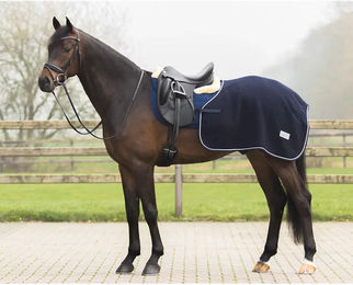 QHP Quarter Woll-Ausreitdecke für Pferde in Navy Blau Größe M – Bild 1 von 3