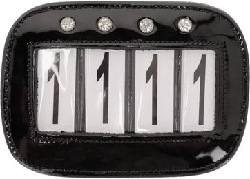 QHP Quatro Nummernhalter für Reitturniere aus Leder in Schwarz 2er Pack – Bild 1 von 2