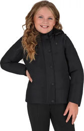 Produktbild von QHP Rayah Reitjacke für Mädchen als Winterjacke mit abnehmbaren Ärmeln schwarz wasserabweisend