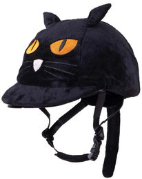 Produktbild von QHP Reithelm Überzug Halloween Cat für Kinder in Orange und Schwarz