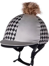 QHP Reithelm-Überzug Omaha Helmhaube aus Polyester Unisex in Beige und Grau – Bild 1 von 3
