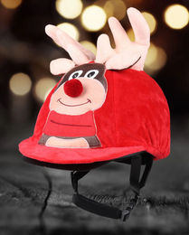 Produktbild von QHP Reithelm Überzug Rudolph Weihnachten Rot aus Polyester Einheitsgröße