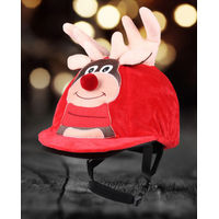 Produktbild von QHP Reithelm Überzug Rudolph Weihnachten Rot aus Polyester Einheitsgröße