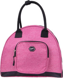 QHP Reithelmtasche für Damen in Rosa aus wasserabweisendem Polyester mit Reißverschluss und Zusatzfach – Bild 1 von 4