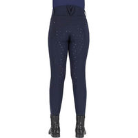 Produktbild von QHP Reithose Lymee Softshell Damen Vollbesatz Blau wasserabweisend