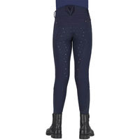 Produktbild von QHP Reithose Lymee Softshell für Kinder Blau Wasserabweisend Winter Vollbesatz