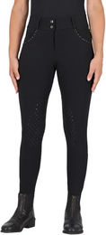 QHP Reithose Oakleigh Damen mit Mid Grip Kniebesatz Schwarz – Bild 1 von 8
