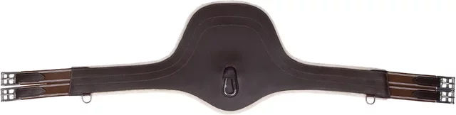 QHP Reitlatzgurt aus Leder mit abnehmbarem Fell in Braun – Bild 1 von 2