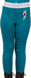 Produktbild von QHP Reitlegging Thunderbolt Junior Reithose für Kinder aus Polyester in Blau oder Türkis Größe 140