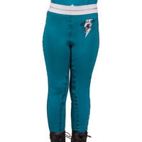 Produktbild von QHP Reitlegging Thunderbolt Junior Reithose für Kinder aus Polyester in Blau oder Türkis Größe 140
