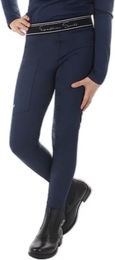 QHP Reitleggings Eden Junior Full Grip für Kinder Blau Größe 164 – Bild 1 von 7