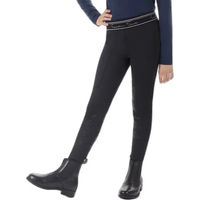 Produktbild von QHP Reitleggings Eden Junior mit Vollgrip und Handytasche Schwarz Größe 140
