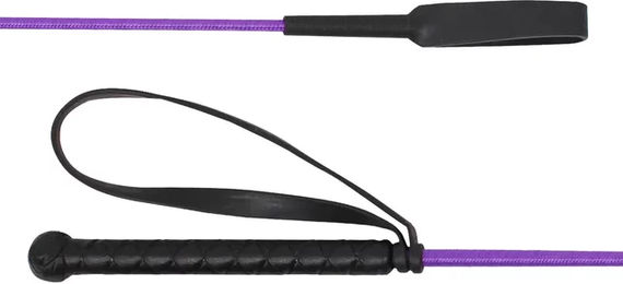QHP Reitpeitsche Bambini Kinder Reitgerte aus Nylon Lila Schwarz 65 cm – Bild 1 von 2