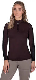 Produktbild von QHP Reitshirt Thermo-T-Shirt langarm für Damen aus Polyester in Braun oder Schwarz